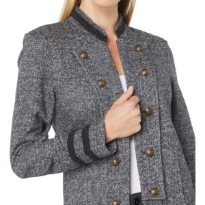 Tommy Hilfiger womens Classic Tommy Open Front Band Jacket Casual Blazer, Black Multi, Large US