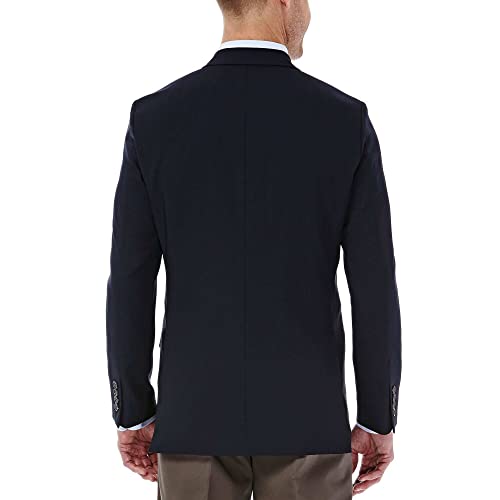 Haggar Men's Travel Stretch Tailored Fit 2-Button Side Vent Solid Blazer, Midnight, 46 Long