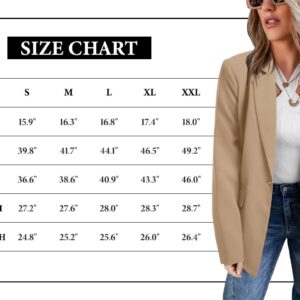 CRAZY GRID Women Business Casual Blazer Jacket Long Sleeve Fashion Blazer Ladies Buttons Work Professional Suit Jacket Oversized 2XL Khaki