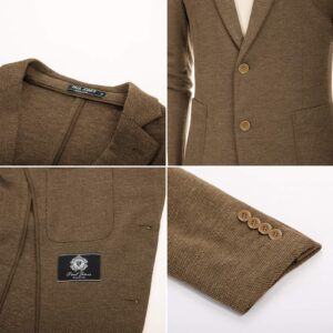 PJ PAUL JONES Casual Blazer Jackets for Men Two Button Lightweight Knit Sport Coat Men Brown L