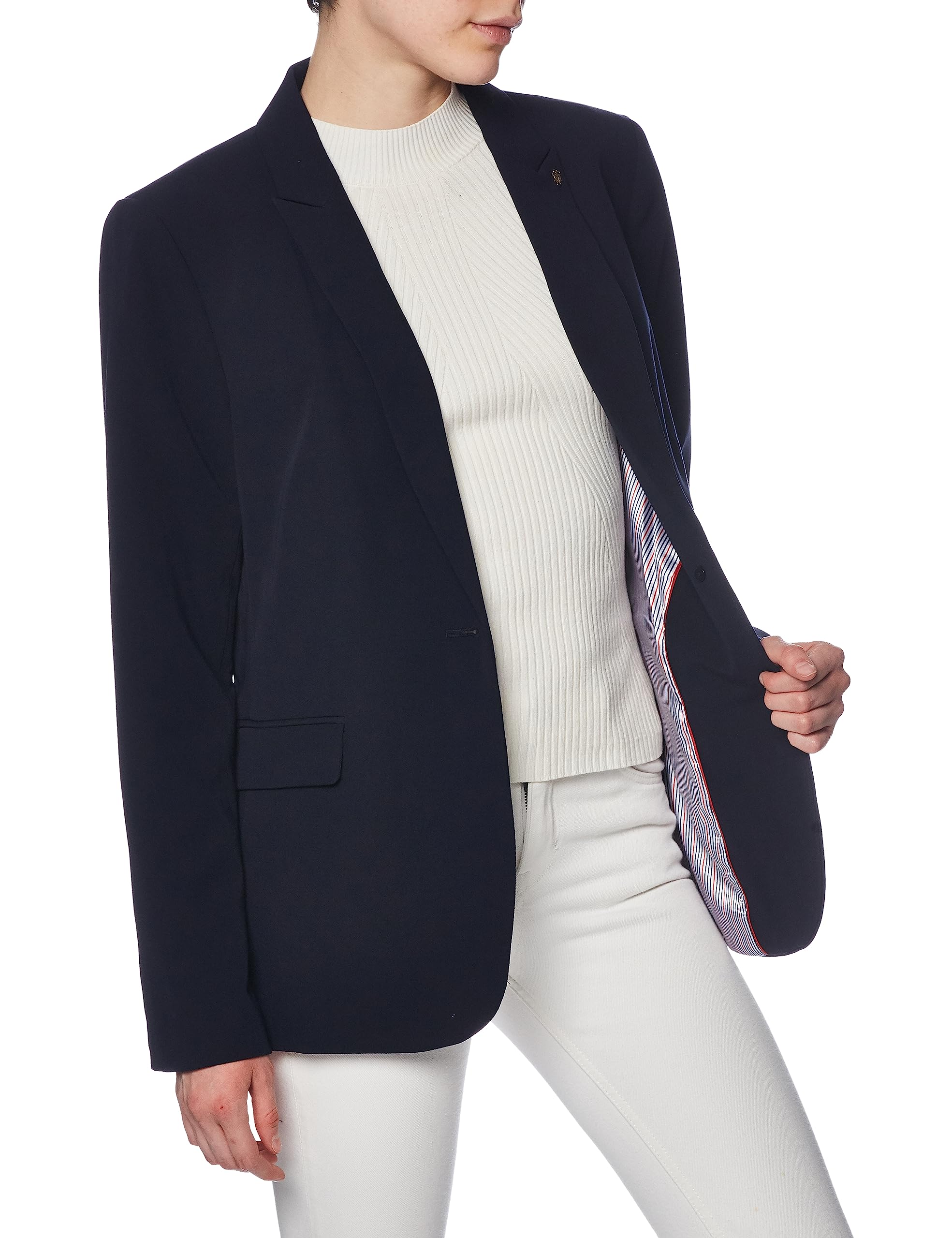 Tommy Hilfiger Women's Blazer – Business Jacket with Flattering Fit and Single-Button Closure, Deep Midnight, 16