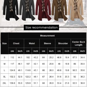 COOFANDY Mens Business Trench Pea Coats Winter Heavyweight Warm Single Breasted Coats Thick Blazer with Pockets (Grey L)