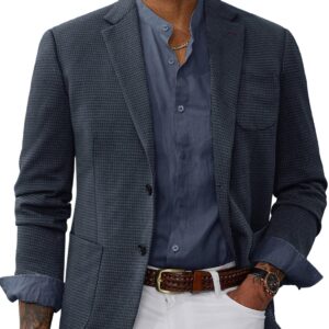 Men's Fashionable Plaid Blazer Lightweight Wrinkle Free 2 Buttons Casual Sport Coats