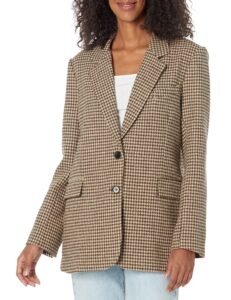 astr the label women's rachel blazer, brown houndstooth, small