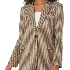 ASTR the label Women's Rachel Blazer, Brown Houndstooth, Small