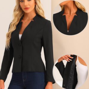 Allegra K Casual Blazer for Women's Notched Collar Long Sleeve Slim Work Office Blazer Jacket Medium Black