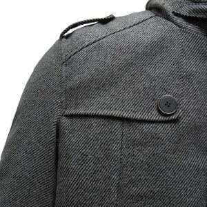 wantdo Men's Slim Fit Pea Coat Warm Winter Windproof Wool Jacket Grey 2XL