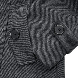 wantdo Men's Slim Fit Pea Coat Warm Winter Windproof Wool Jacket Grey 2XL