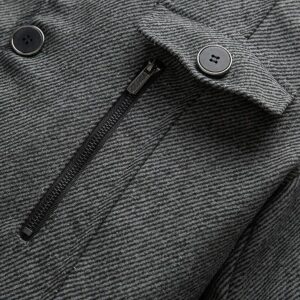 wantdo Men's Slim Fit Pea Coat Warm Winter Windproof Wool Jacket Grey 2XL