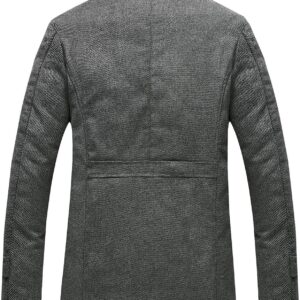 wantdo Men's Slim Fit Pea Coat Warm Winter Windproof Wool Jacket Grey 2XL