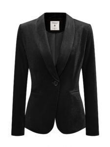 allegra k women's christmas office coat solid shawl collar 1 button velvet blazer x-large black