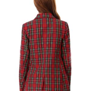 Allegra K Women's Notched Lapel Double Breasted Work Formal Blazer Jacket X-Large Red Green