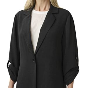 Adrianna Papell Women's Roll Sleeve One Button Blazer, Black, S