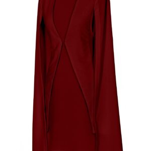 LYANER Women's Cape Long Sleeve Work Wear Blazer Jackets Long Cape Coat Burgundy# XX-Large