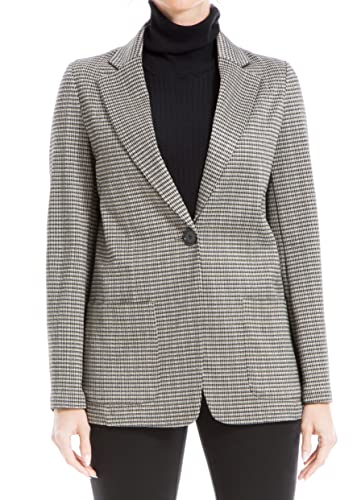 Max Studio Women's Double Knit Blazer, Black/Taupe Glen-651, Extra Small