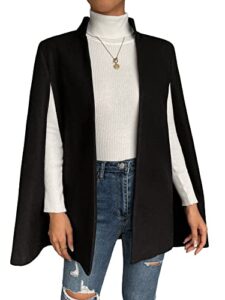 wdirara women's split cloak long sleeve open front cape blazer business jacket black s