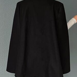 WDIRARA Women's Split Cloak Long Sleeve Open Front Cape Blazer Business Jacket Black S