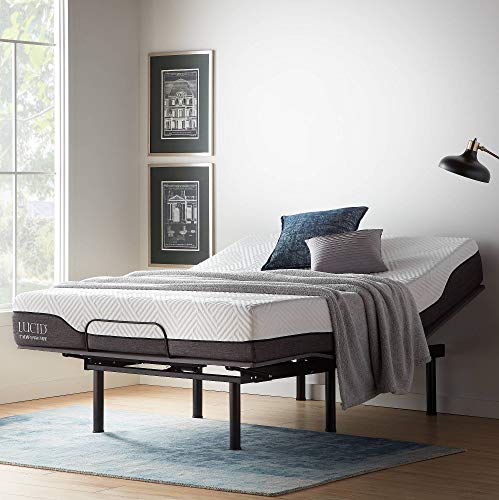 Lucid L150 Adjustable Base – Bed Frame with Head and Foot Incline – Wireless Remote Control – Premium Quiet Motor, Full size