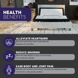 Blissful Nights Queen e3 Adjustable Bed Frame - Customizable Comfort with Wireless Remote Control, Head and Foot Incline, Easy Assembly, and 10 Year Warranty