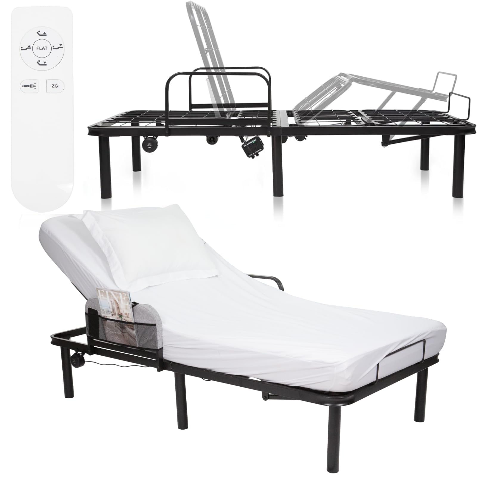 Vive Adjustable Bed Base Frame (Twin) - Electric Heavy Duty Metal Platform Bed Frame with Adjustable Base for Hospital Mattress - Remote for Head, Leg & Foot Incline - Dual USB Ports - Easy Assembly