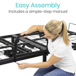 Vive Adjustable Bed Base Frame (Twin) - Electric Heavy Duty Metal Platform Bed Frame with Adjustable Base for Hospital Mattress - Remote for Head, Leg & Foot Incline - Dual USB Ports - Easy Assembly