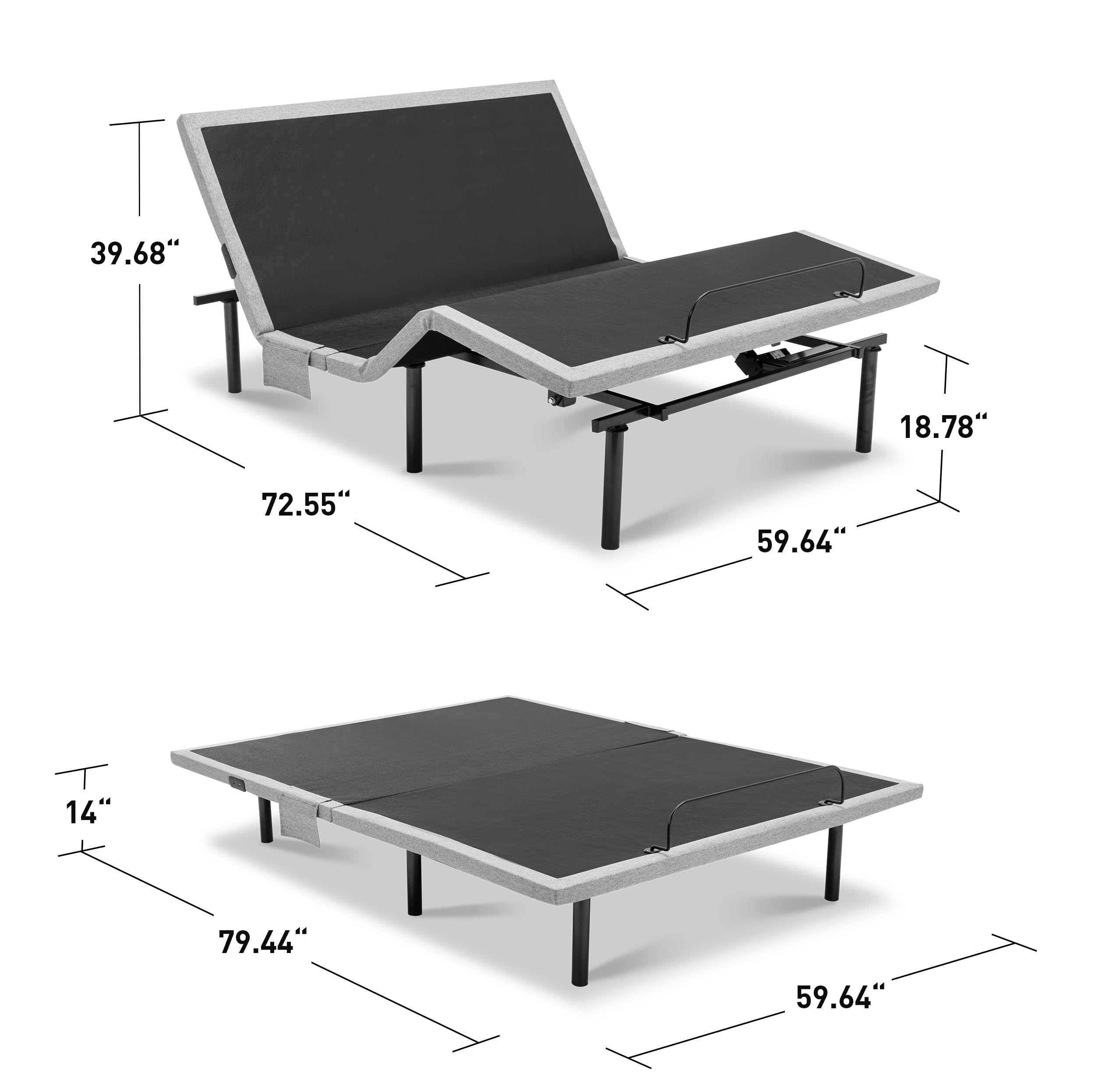 ASONLY Adjustable Bed Frame Queen, Adjustable Bed Base with Massage, Zero Gravity Electric Bed with Wireless Remote, Head and Foot Incline, Dual USB Ports, Underbed Lighting, Easy Assembly