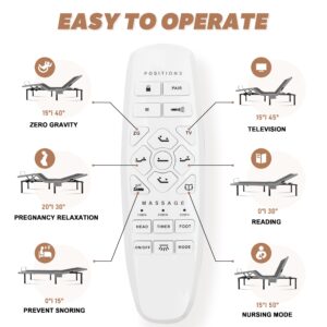 ASONLY Adjustable Bed Frame Queen, Adjustable Bed Base with Massage, Zero Gravity Electric Bed with Wireless Remote, Head and Foot Incline, Dual USB Ports, Underbed Lighting, Easy Assembly