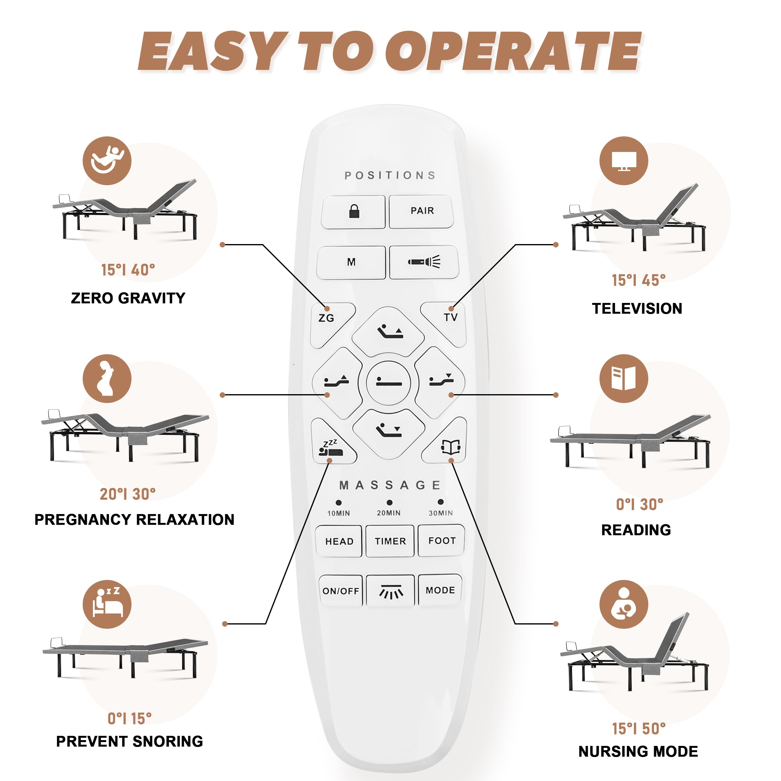 ASONLY Adjustable Bed Frame Queen, Adjustable Bed Base with Massage, Zero Gravity Electric Bed with Wireless Remote, Head and Foot Incline, Dual USB Ports, Underbed Lighting, Easy Assembly