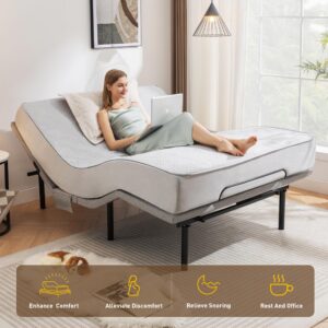 ASONLY Adjustable Bed Frame Queen, Adjustable Bed Base with Massage, Zero Gravity Electric Bed with Wireless Remote, Head and Foot Incline, Dual USB Ports, Underbed Lighting, Easy Assembly