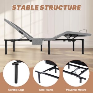 ASONLY Adjustable Bed Frame Queen, Adjustable Bed Base with Massage, Zero Gravity Electric Bed with Wireless Remote, Head and Foot Incline, Dual USB Ports, Underbed Lighting, Easy Assembly