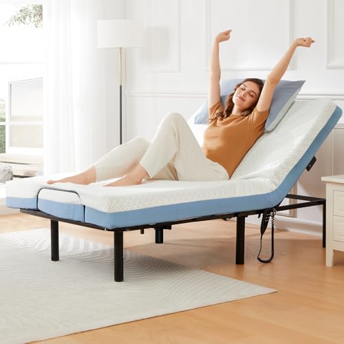 Marsail Twin XL Adjustable Bed Base Frame, 3 Options Heights 8" 10" 13" Head and Foot Incline, 4 USB Ports and 5 Min Assembly for Lounging, Reading, Reduce Snoring and Acid Reflux