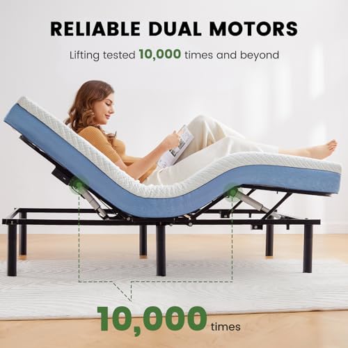 Marsail Twin XL Adjustable Bed Base Frame, 3 Options Heights 8" 10" 13" Head and Foot Incline, 4 USB Ports and 5 Min Assembly for Lounging, Reading, Reduce Snoring and Acid Reflux