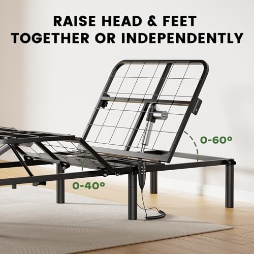 Marsail Twin XL Adjustable Bed Base Frame, 3 Options Heights 8" 10" 13" Head and Foot Incline, 4 USB Ports and 5 Min Assembly for Lounging, Reading, Reduce Snoring and Acid Reflux