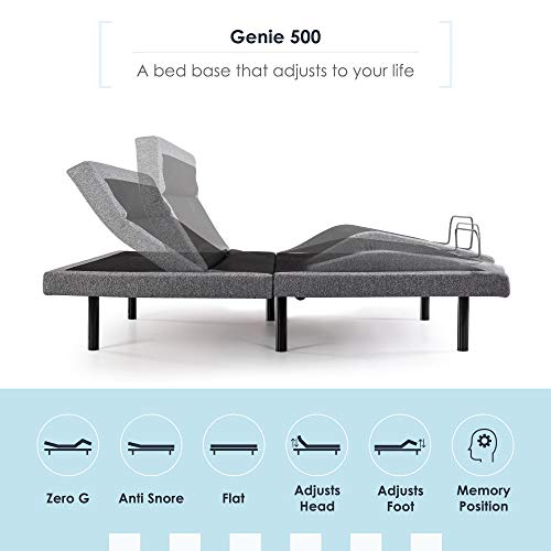 Mellow Genie 500 - Adjustable Bed Base, Unique Added Head Tilt, Wireless Remote Control, 5 Minute Tool-Free Assembly, Dual USB Charging Ports, Queen