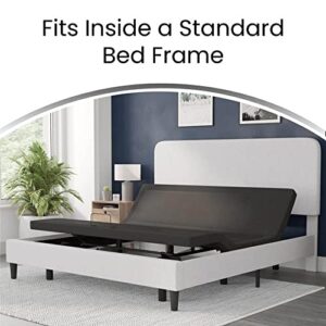 Flash Furniture Selene Adjustable Bed Base-Black Anti-Skid Upholstery-Height Adjustable Legs-Programmable Wireless Remote-Independent Head/Foot Incline-Full