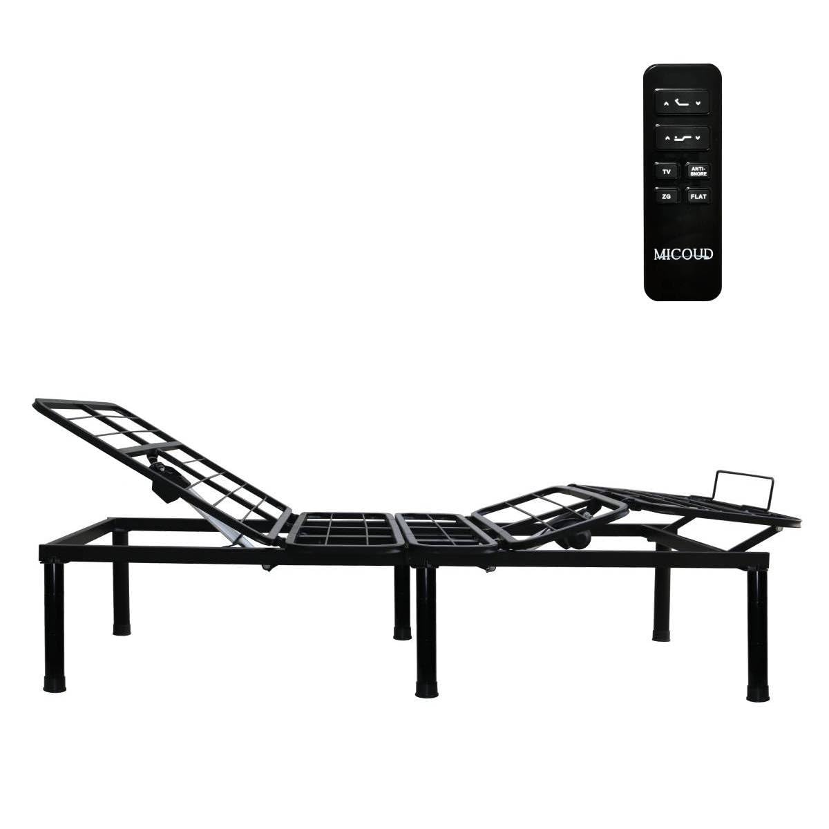 MICOUD Adjustable Bed Frame, Zero Gravity, Wireless Remote Control, 705 lb. Quick Assembly, Black