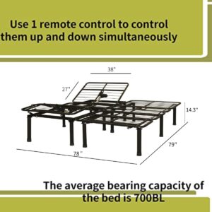 MICOUD Adjustable Bed Frame, Zero Gravity, Wireless Remote Control, 705 lb. Quick Assembly, Black