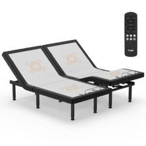 furgle adjustable bed frame split king with massage, adjustable bed base for health lifestyle, anti-snore, zero gravity base, with 3-speed massage, child lock