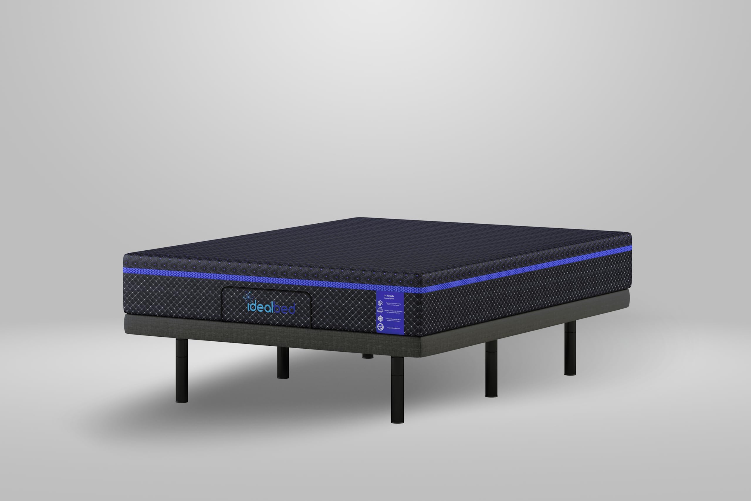 iDealBed S4 Nebula Luxury Hybrid Mattress + 3i Custom Adjustable Bed Sleep System, Comfort, Cooling & Support, Advanced Silent Operation, Wireless (Nebula Medium Soft, Twin XL)