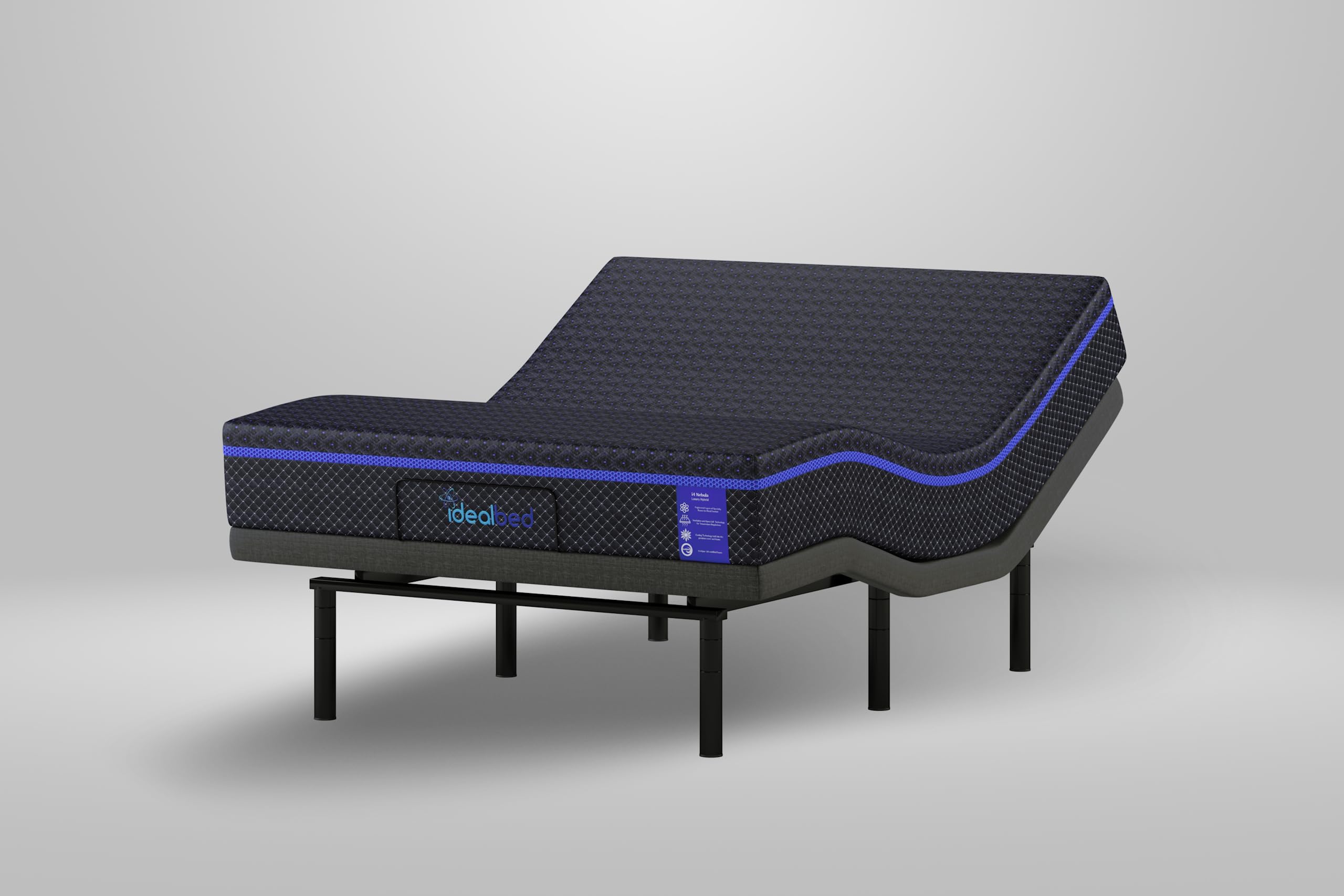 iDealBed S4 Nebula Luxury Hybrid Mattress + 3i Custom Adjustable Bed Sleep System, Comfort, Cooling & Support, Advanced Silent Operation, Wireless (Nebula Medium Soft, Twin XL)