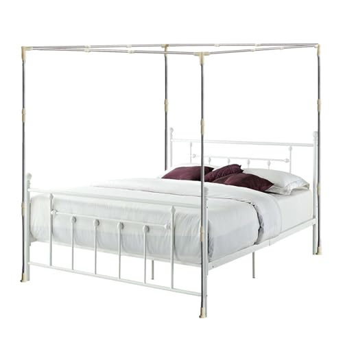 Stainless Steel Canopy Bed Frame Adjustable Bed Canopy Post Poles for Full Queen King Size Beds, Bed Canopy Frame for Metal Platform Bed Wood Bed(Full/Queen/King), Silver