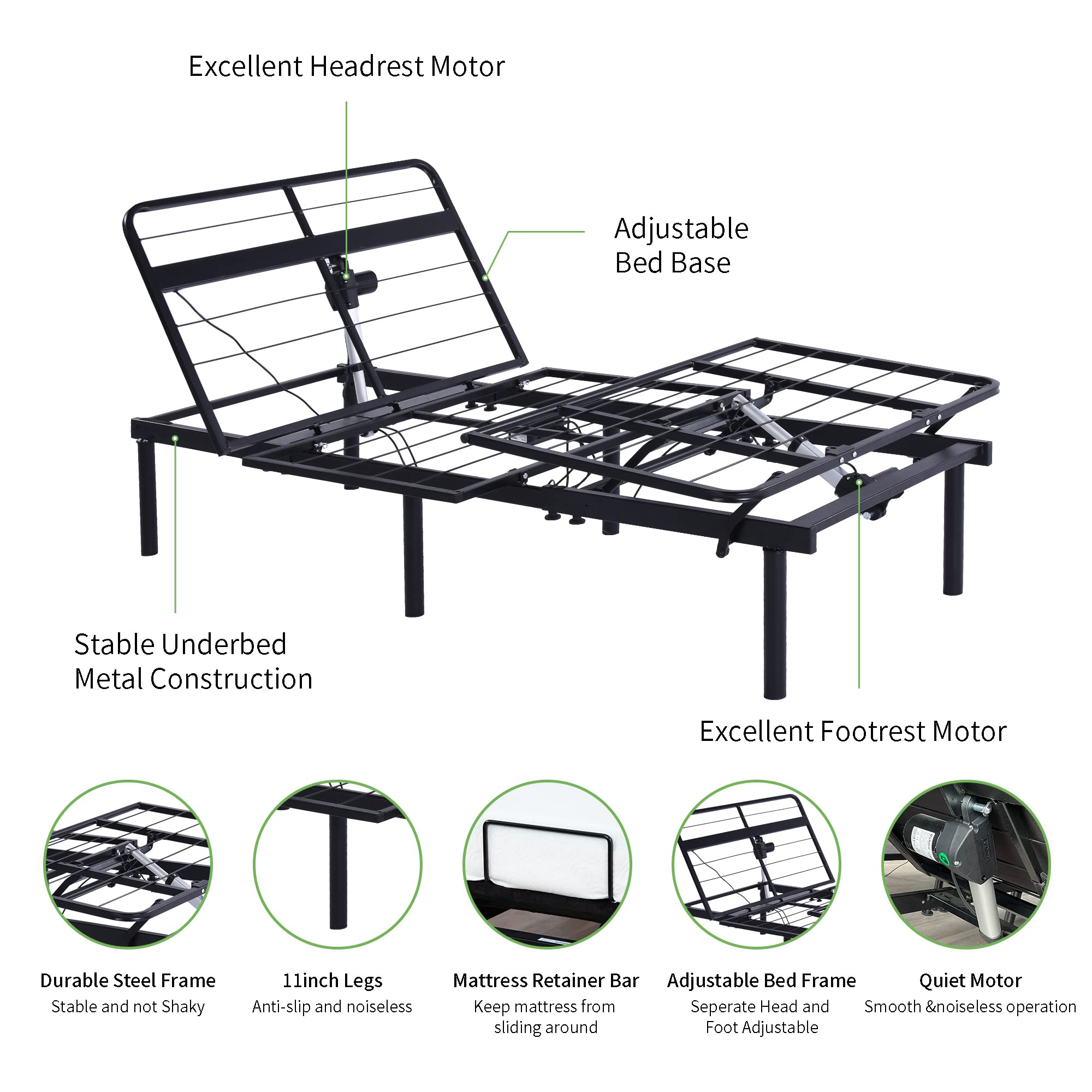 HomJoones Adjustable Bed Frame Twin XL Bed Frames Adjustable Twin XL Bed Frame Twin Adjustable Bed Frame with Remote Electric Adjustable Bed Frame Black Twin Bed Twin Adjustable Bed Base