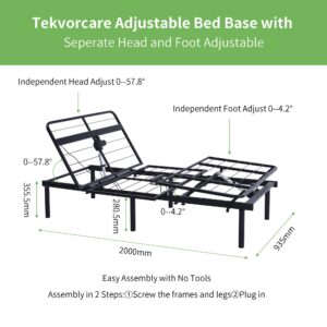 HomJoones Adjustable Bed Frame Twin XL Bed Frames Adjustable Twin XL Bed Frame Twin Adjustable Bed Frame with Remote Electric Adjustable Bed Frame Black Twin Bed Twin Adjustable Bed Base