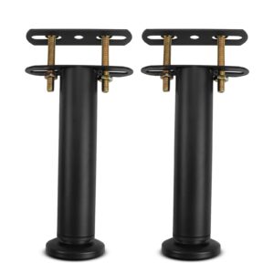 bed support legs, metal adjustable legs for bed, heavy duty bed center frame middle reinforce circular bottom extendable slat support leg for cabinet sofa bed frame replacement parts (black 2 pcs)