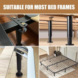 Set Of 4 Adjustable Bed Legs Replacement, Upgrade Under Bed Support Leg With Wider Base, Heavy Metal Bed Frame Center Support Legs For Platform Bed, Height 7" To 12.6" Bed Legs For Adjustable Bed Base