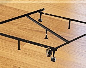 KB Designs Heavy Duty Metal 7-Leg Adjustable Queen, Full, Full XL, Twin, Twin XL, Bed Frame with Center Support, Rug Rollers & Locking Wheels