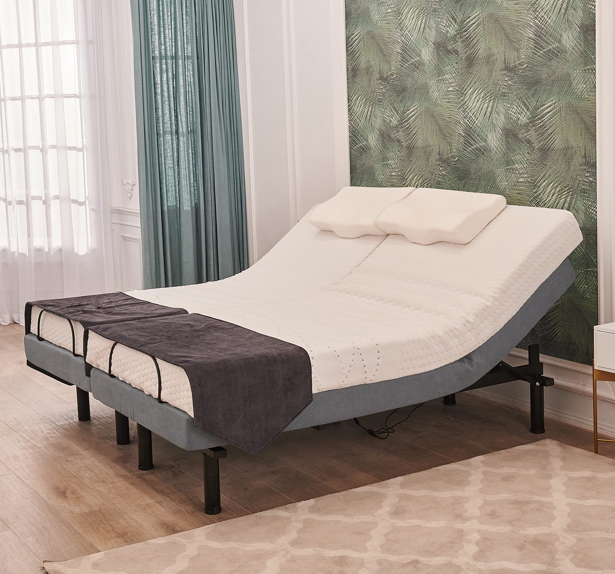 Irvine Home Collection Split King Adjustable Bed Base, Zero Gravity, Anti-Snore, Programmable Memory Positions, Full Body Massage, USB, Premium Build