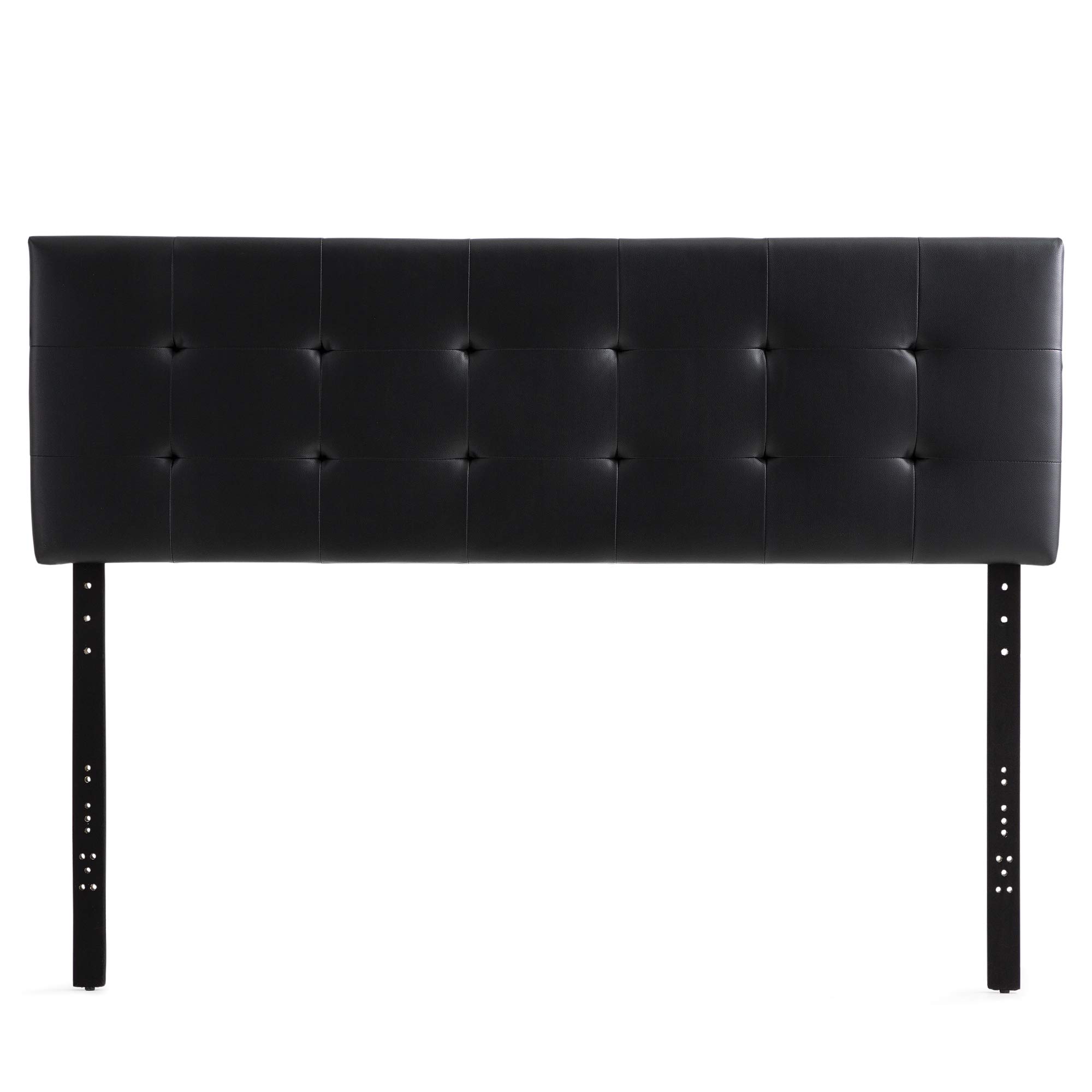 Edenbrook Hawthorne Faux Leather Headboard - Modern -Adjustable Height - Buttonless Tufting, King/Cal King, Black