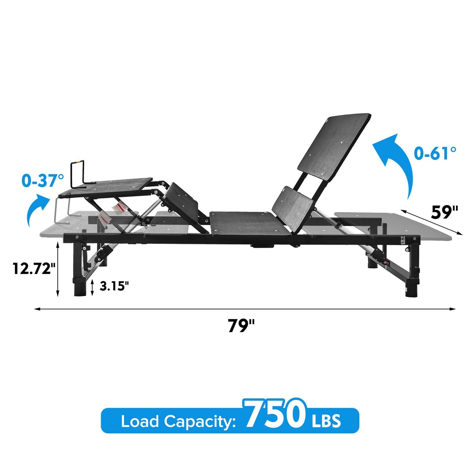 TMEOSK Queen Size Adjustable Metal Bed Frame with Head and Foot Incline, Ergonomic Electric Adjustable Bed Base with Wireless Remote Control and Quiet Motor, Smart Bed, Easy Assembly (Queen)