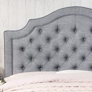 Rosevera Angelo Linen Upholstered Bed with Adjustable Headboard and Button Tufting, Full, Gray